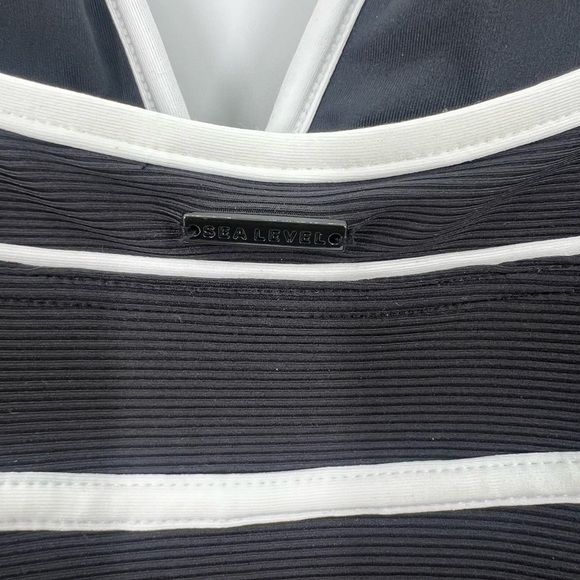 Sea Level Elite Plunge Contrast Black White Striped One Piece Swimsuit - Picture 7 of 7